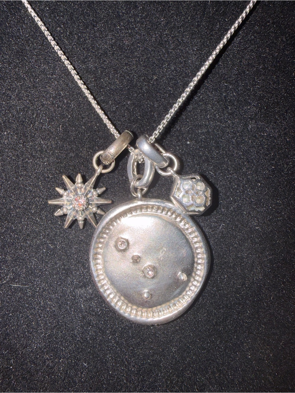 Kendra Scott Silver Celestial Pendant Necklace with Starburst Accents - Cancer